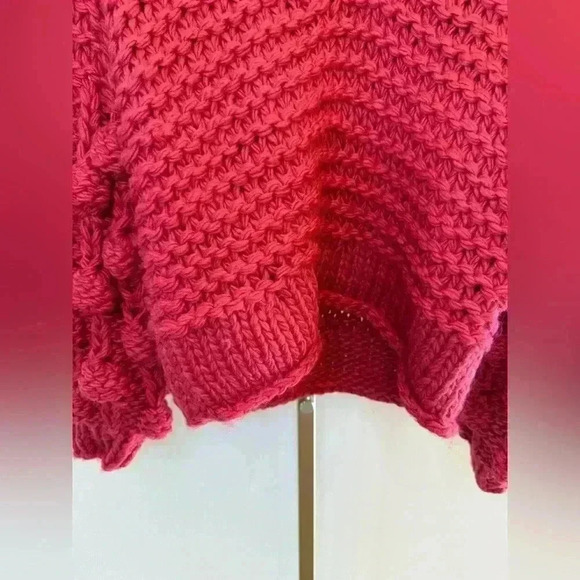 Nasty Gal Women's Deep Pink/Red Pom Pom Chunky Knit Sweater Size S Pullover - Picture 8 of 12
